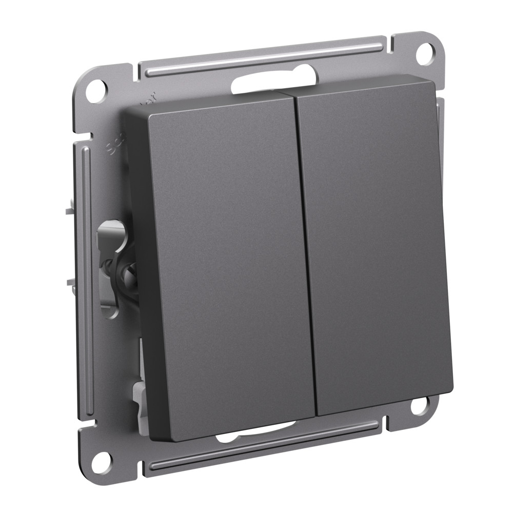 Двухклавишная кнопка 10А AtlasDesign базальт Systeme Electric ATN001417 ATN001417 - магазин электротехники Electroshop
