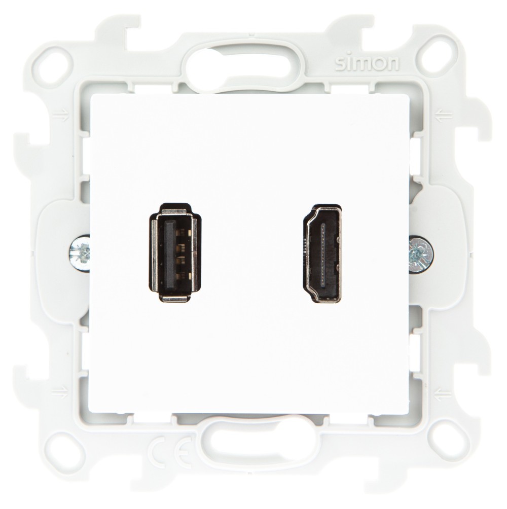 Розетка HDMI+USB 2.0 Simon 24 Harmonie белый 2411095-030 2411095-030 - магазин электротехники Electroshop