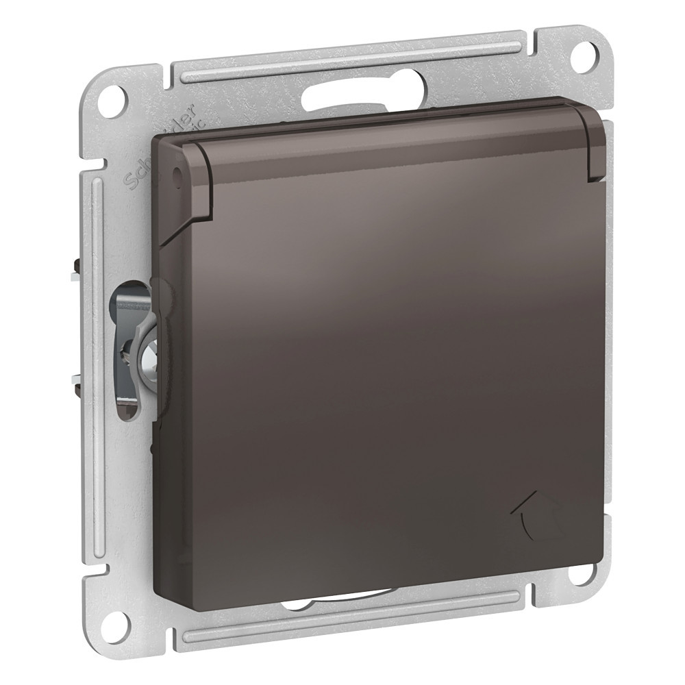 Розетка с заземл со шторк с крышкой 16А IP20 AtlasDesign мокко Systeme Electric ATN000646 ATN000646 - магазин электротехники Electroshop
