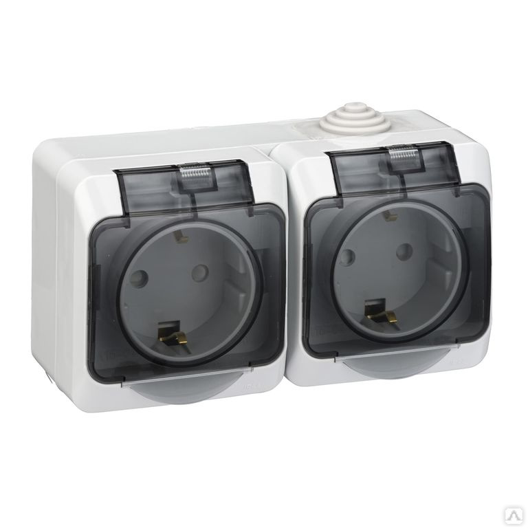 Розетка двойная с/з Этюд IP44 Systeme Electric белый PA16-244B PA16-244B - магазин электротехники Electroshop