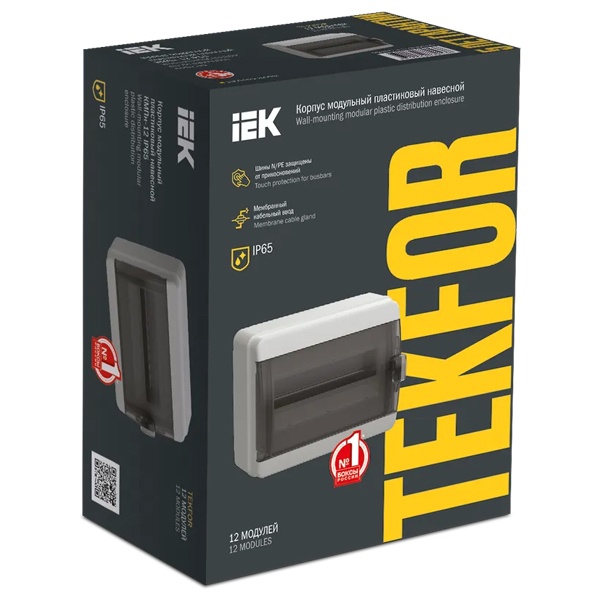 Щит накладной пластиковый КМПн-12 TEKFOR 12м черная прозрачная дверь IP65 IEK TF5-KP72-N-12-65-K03-K02 TF5-KP72-N-12-65-K03-K02 - магазин электротехники Electroshop