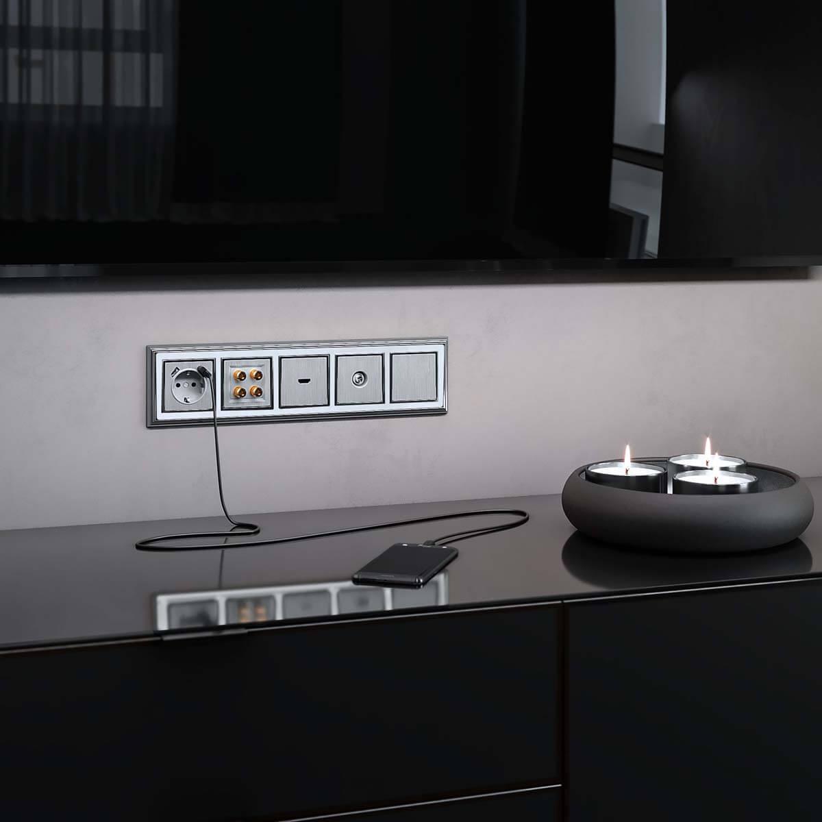 Акустическая розетка Werkel cеребряный рифленый W1185009 4690389159916 4690389159916 - магазин электротехники Electroshop