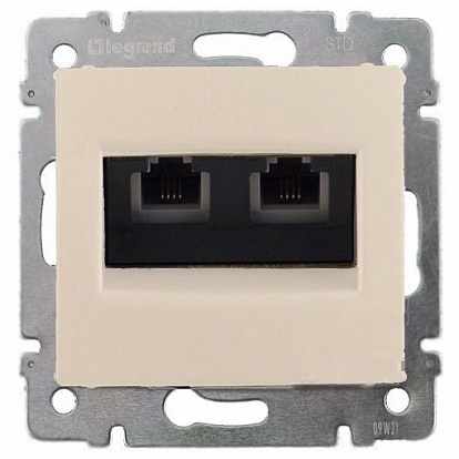 Розетка телефонная двойная Legrand серии Valena 2хRJ11. Цвет - слоновая кость 774339 774339 - магазин электротехники Electroshop