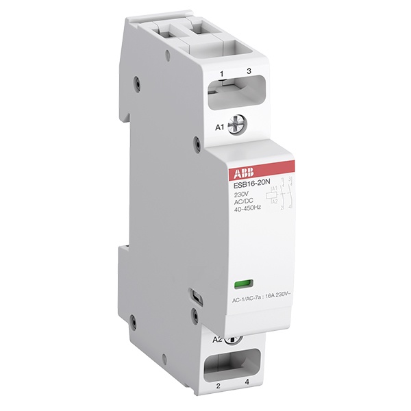 ESB16-02N-06 Модульный контактор модульный ABB (16А АС-1, 2НЗ) катушка 230В AC/DC 1 модуль 1SBE111111R0602 1SBE111111R0602 - магазин электротехники Electroshop