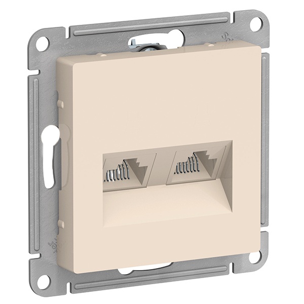 Розетка двойная компьютерная RJ45+RJ45 кат.5E AtlasDesign бежевый Systeme Electric ATN000285 ATN000285 - магазин электротехники Electroshop