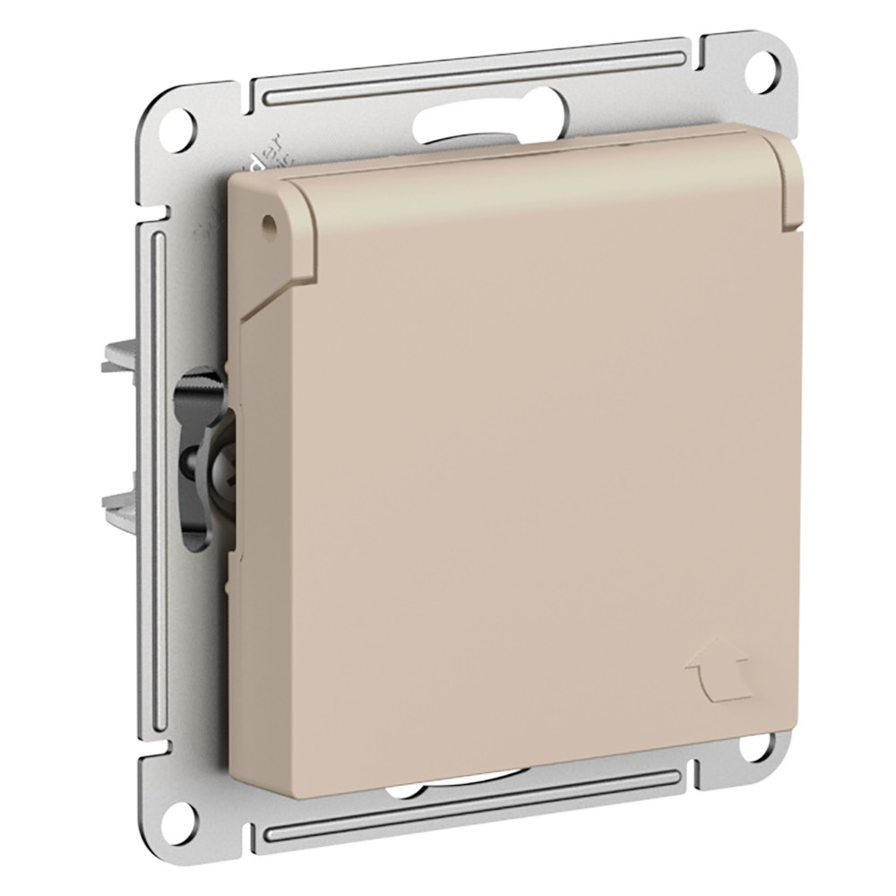 Розетка с заземлением со шторками с крышкой 16А IP20 AtlasDesign песочный Systeme Electric ATN001246 ATN001246 - магазин электротехники Electroshop
