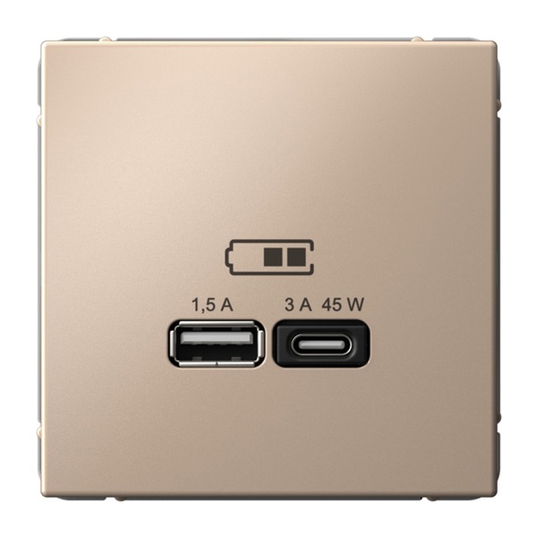 Зарядка USB ArtGallery тип-А и тип-C 45Вт QC PD песочный Systeme Electric GAL001229 - магазин электротехники Electroshop
