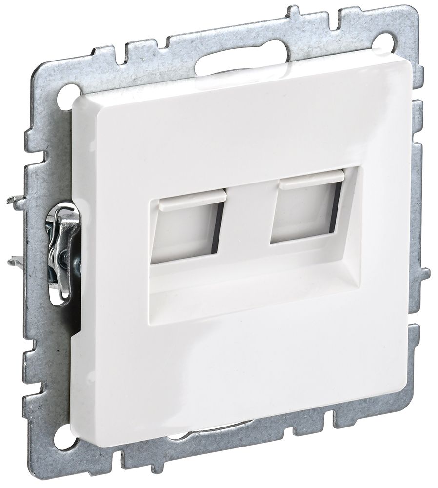 Розетка компьютерная двойная RJ45 кат.6 IEK BRITE РК11-2-БрБ белый BR-K20-2-K01 BR-K20-2-K01 - магазин электротехники Electroshop