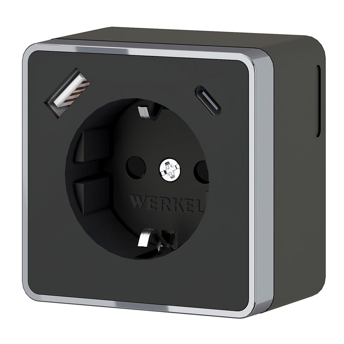Розетка с заземлением, шторками и USB тип A+C Werkel Gallant W5071735 4690389179655 a057702 4690389179655 - магазин электротехники Electroshop