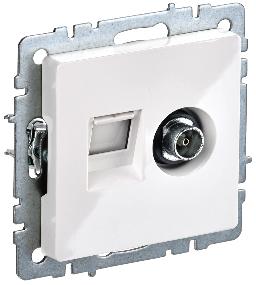 Розетка двойная TV+RJ45 кат.5E IEK BRITE РТВ/РК12-БрБ белый BR-AK20-1-K01 BR-AK20-1-K01 - магазин электротехники Electroshop