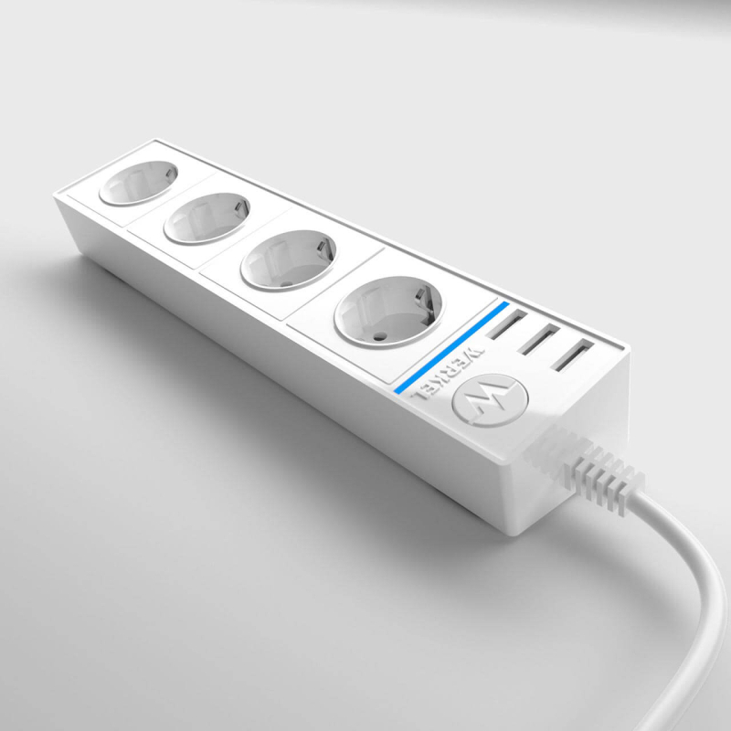 Розеточный блок 4гн 3USB х 1,7м с/з Werkel WL20-04-03 4690389128370 4690389128370 - магазин электротехники Electroshop