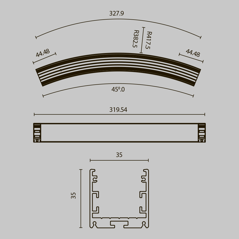 Радиусный профиль Maytoni Led strip ALM-3535R-B-D-45°-0.8M ALM-3535R-B-D-45°-0.8M - магазин электротехники Electroshop