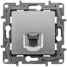 Розетка телефонная Legrand Etika 1хRJ11, алюминий 672440 672440 - магазин электротехники Electroshop