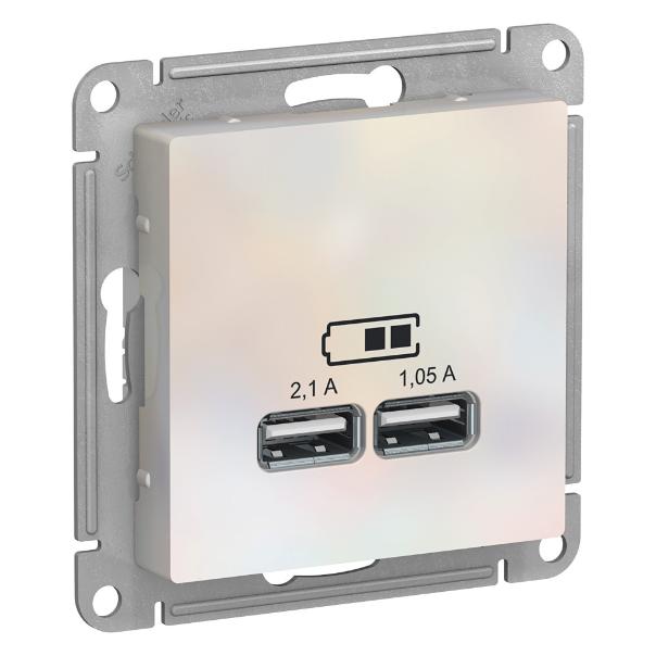 Зарядка USB 5В, 1 порт x 2,1 А, 2 порта х 1,05А AtlasDesign жемчуг Systeme Electric ATN000433 ATN000433 - магазин электротехники Electroshop