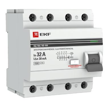 УЗО ВД-100 4P 32А/ 30мА (электромеханическое) АС PROxima EKF (ВДТ) elcb-4-32-30-em-pro elcb-4-32-30-em-pro - магазин электротехники Electroshop