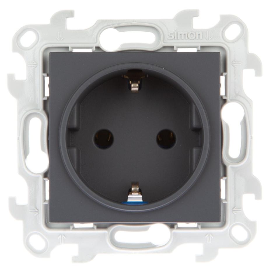 Розетка 2К+З Schuko без защитных шторок Simon 24 Harmonie графит 2450434-038 2450434-038 - магазин электротехники Electroshop