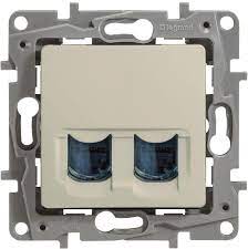 Розетка компьютерная двойная Legrand Etika 2xRJ45 кат. 5e UTP, слоновая кость (бежевый) 672355 672355 - магазин электротехники Electroshop