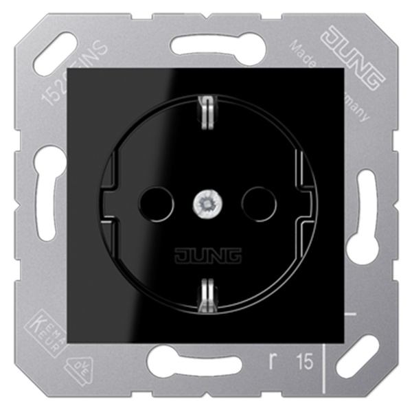 Розетка для откидной крышки с заземлением автозажим Jung SL500 Черный CD5120BFSW CD5120BFSW - магазин электротехники Electroshop