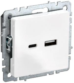 Зарядка USB A+С 3,1А IEK BRITE РЮ11-1-БрБ белый BR-U22-018-K01 BR-U22-018-K01 - магазин электротехники Electroshop