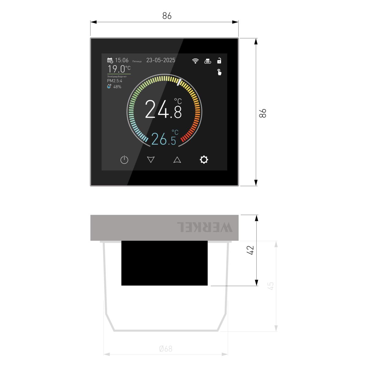 Умный сенсорный терморегулятор с LCD дисплеем Werkel 4690389218347 a071605 4690389218347 - магазин электротехники Electroshop