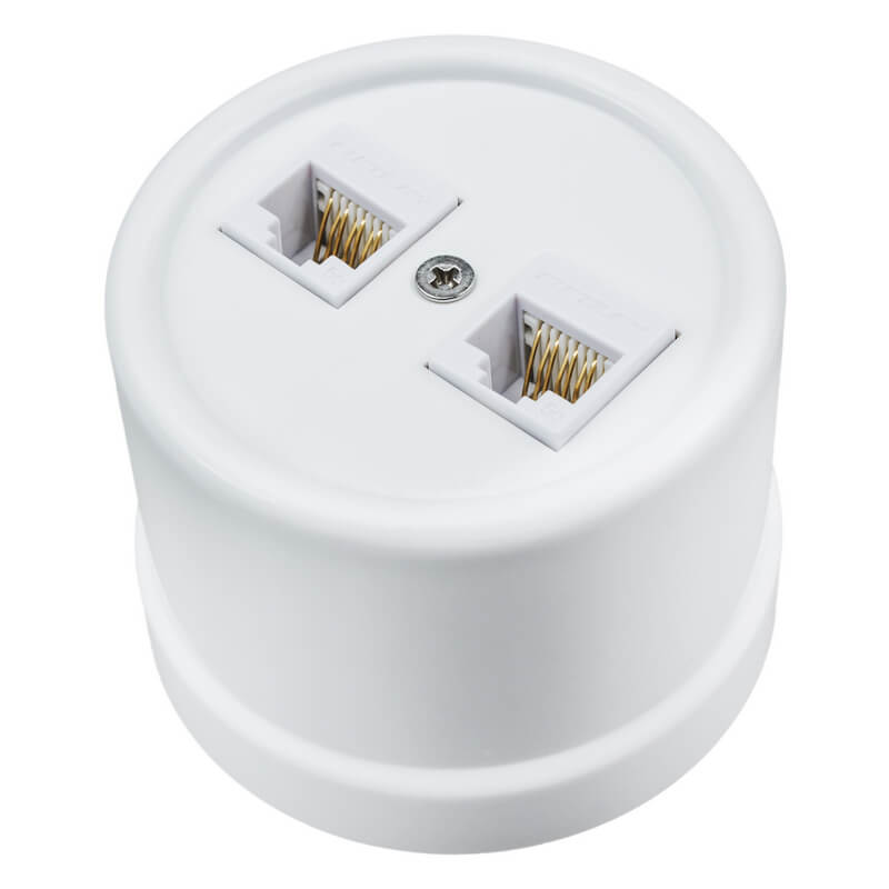 Розетка компьютерная 2-ая RJ45  ОП Bironi Лизетта пластик цвет белый B1-302-21 B1-302-21 - магазин электротехники Electroshop