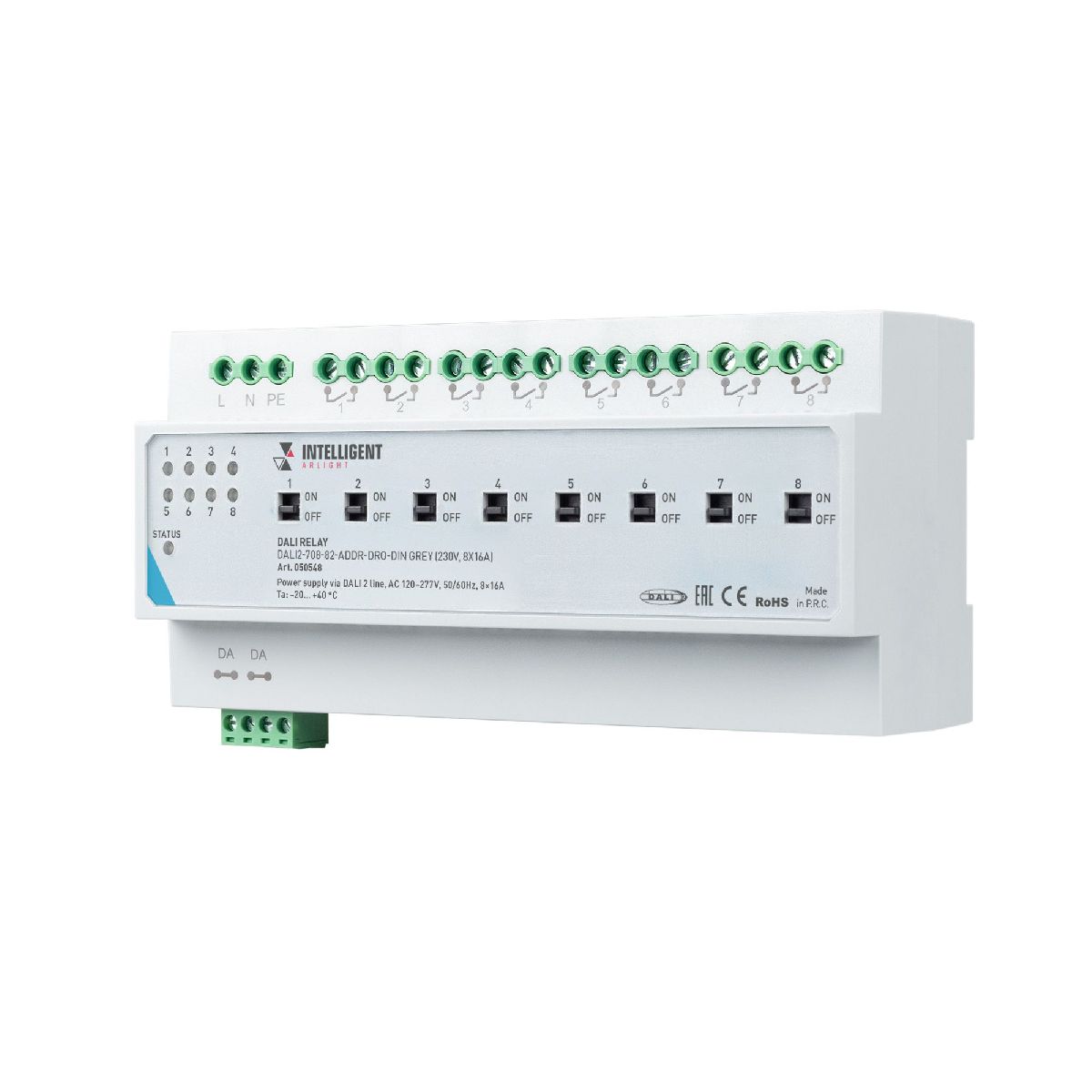 Релейный модуль Arlight DALI2-708-82-ADDR-DRO-DIN Grey (230V, 8x16A) 050548 050548 - магазин электротехники Electroshop