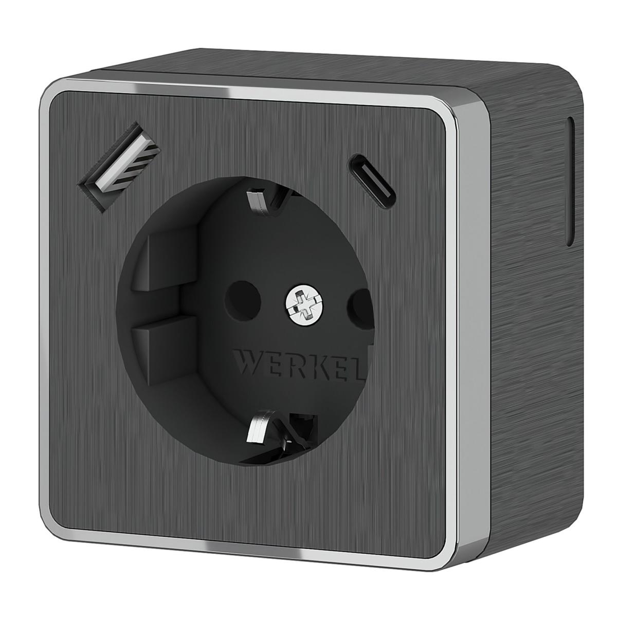 Розетка с заземлением, шторками и USB тип A+C Werkel Gallant W5071704 4690389179617 a057704 4690389179617 - магазин электротехники Electroshop