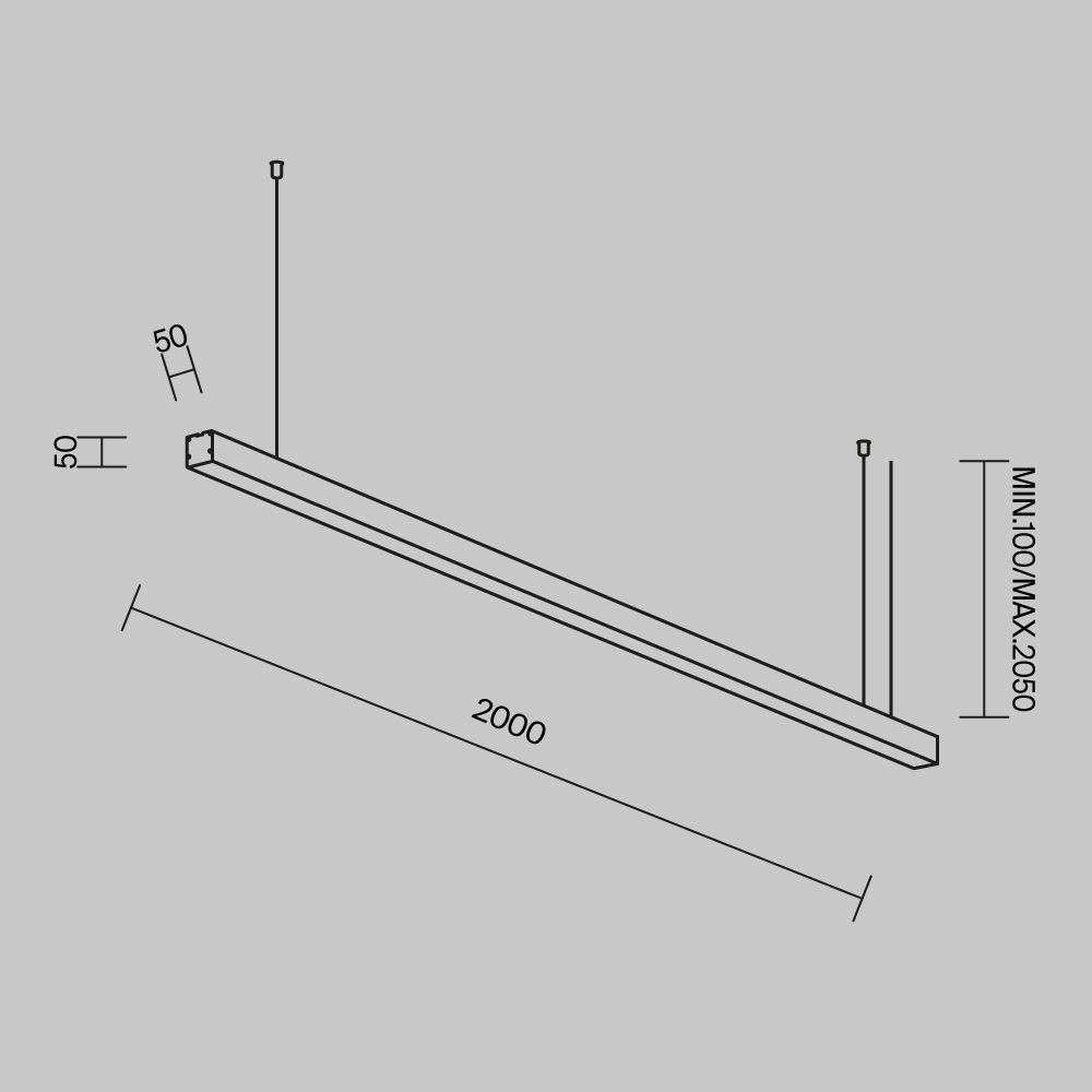Линейный подвесной светильник Maytoni Technical 4000K 50x50 (Черный, 2 м) LL312032 LL312032 - магазин электротехники Electroshop