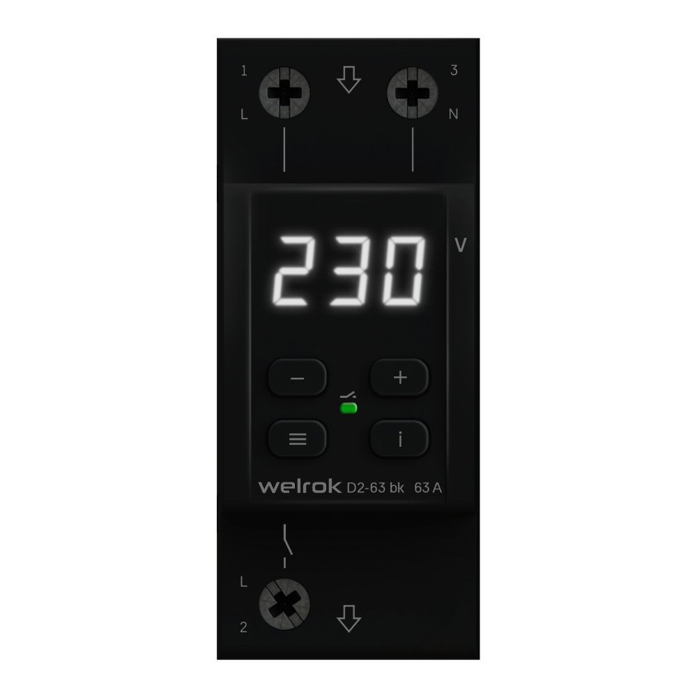 Реле напряжения Welrok D2-63 bk 4660251140649 4660251140649 - магазин электротехники Electroshop