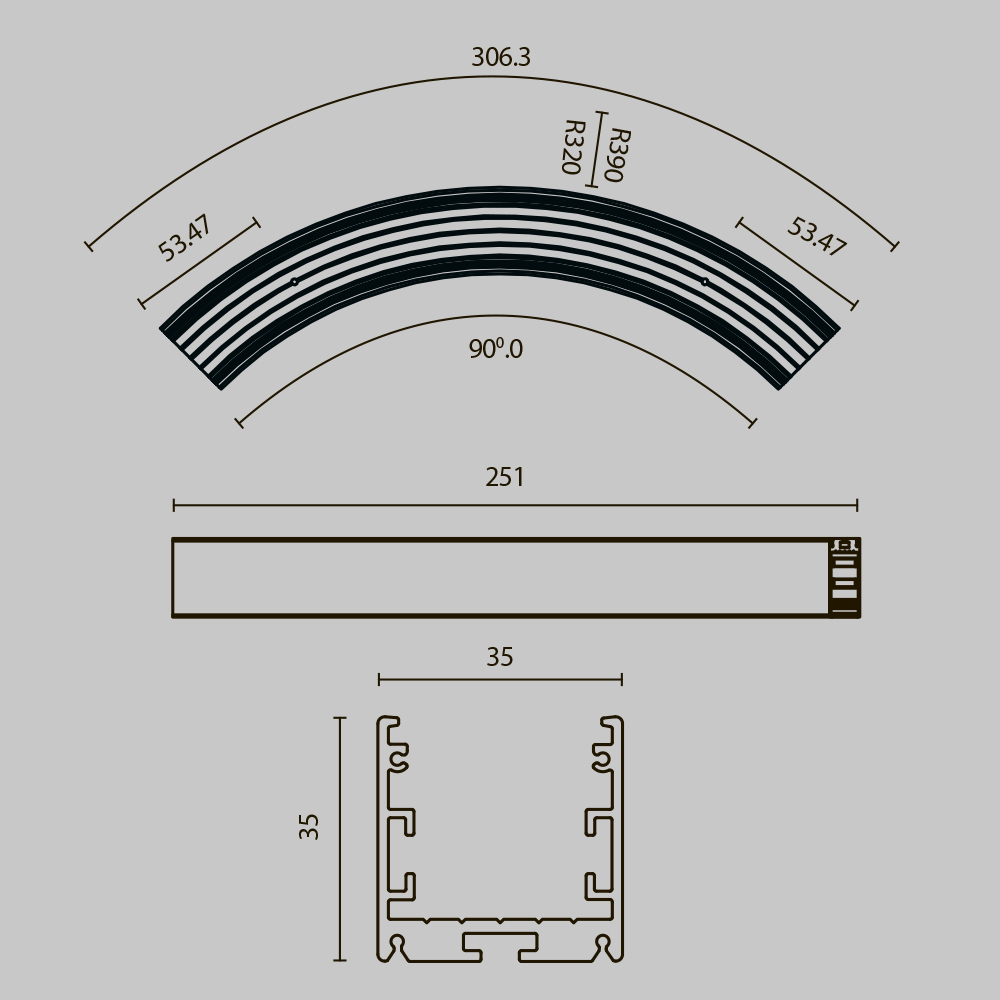 Радиусный профиль Maytoni Led strip ALM-3535R-B-D-90°-0.3M ALM-3535R-B-D-90°-0.3M - магазин электротехники Electroshop