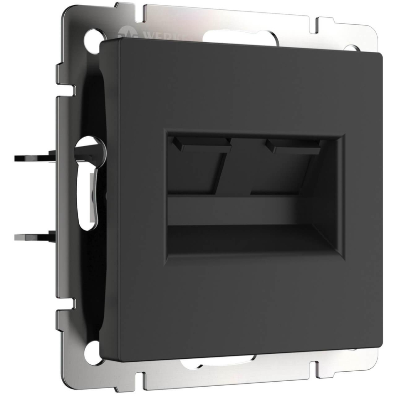 Розетка Werkel двойная Ethernet RJ-45 черный матовый W1182208 4690389157004 4690389157004 - магазин электротехники Electroshop