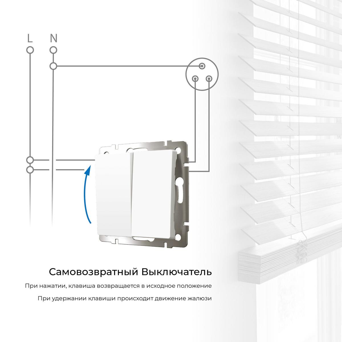 Выключатель двухклавишный с самовозвратом Werkel 4690389192364 W1122461 a062576 4690389192364 - магазин электротехники Electroshop