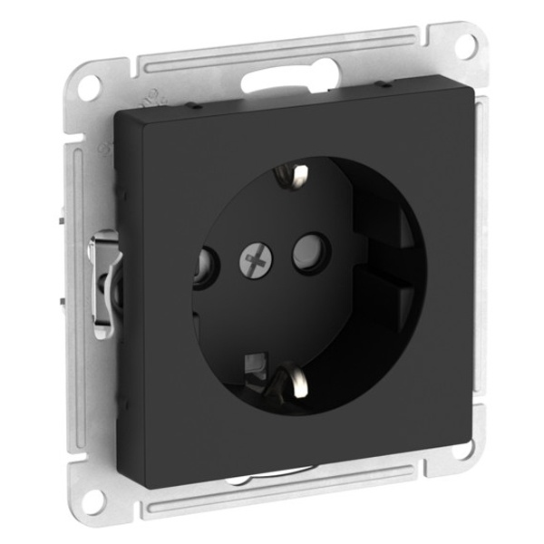 Розетка с заземлением со шторками 16А AtlasDesign карбон Systeme Electric ATN001045 ATN001045 - магазин электротехники Electroshop