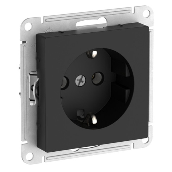Розетка с заземлением 16А AtlasDesign быстрозажимные клеммы карбон Systeme Electric ATN001043S ATN001043S - магазин электротехники Electroshop