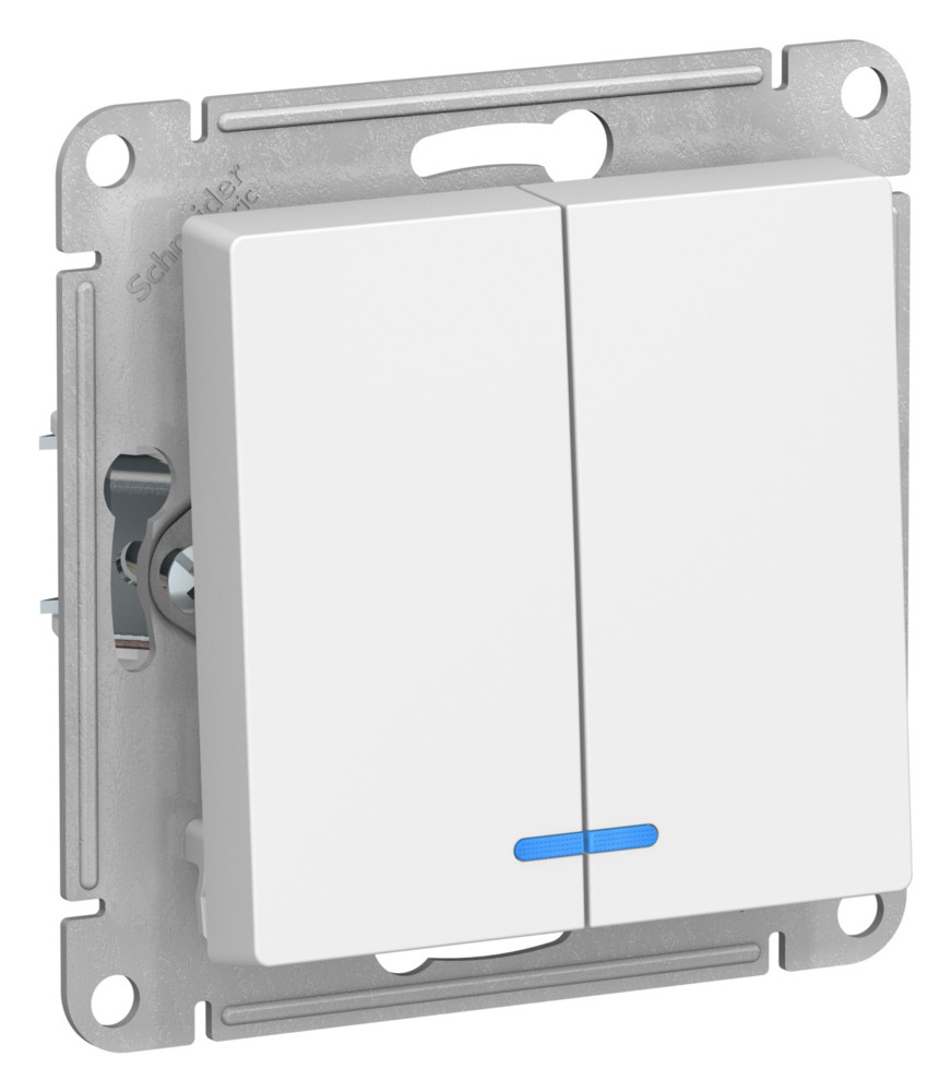 Двухклавишный выключатель с подсветкой 10А AtlasDesign лотос Systeme Electric ATN001353 ATN001353 - магазин электротехники Electroshop