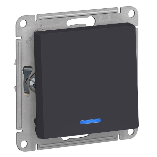 Одноклавишный выключатель с подсветкой 10А AtlasDesign карбон Systeme Electric ATN001013 ATN001013 - магазин электротехники Electroshop