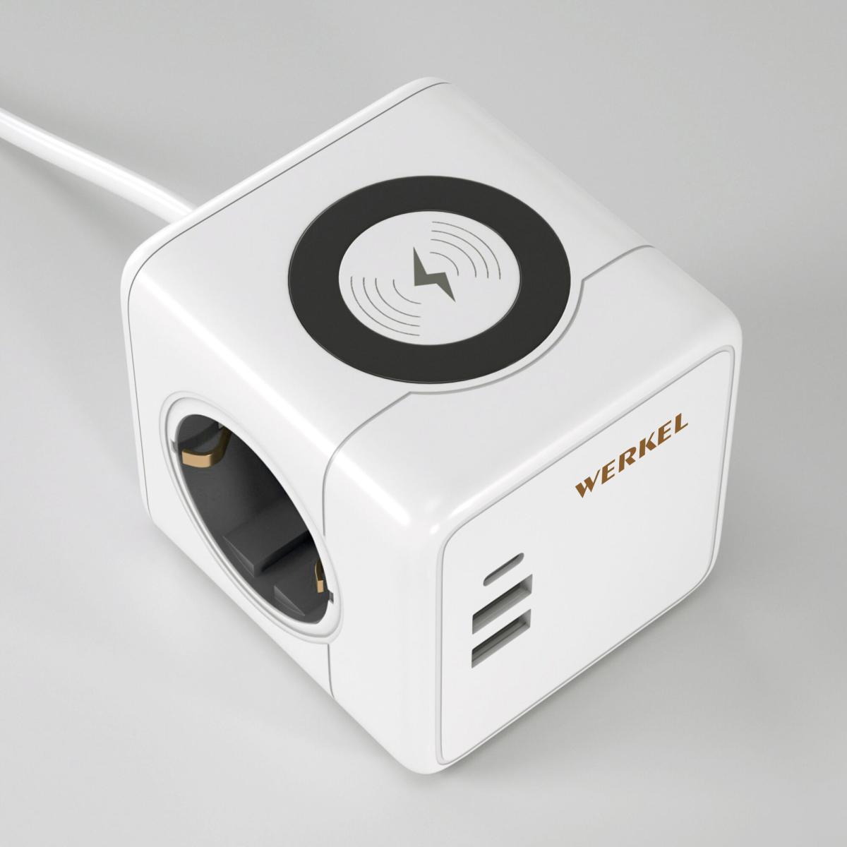 Розеточный блок 3-местный + 3 USB + беспроводная зарядка Werkel 4690389204265 W6513501 a066454 4690389204265 - магазин электротехники Electroshop