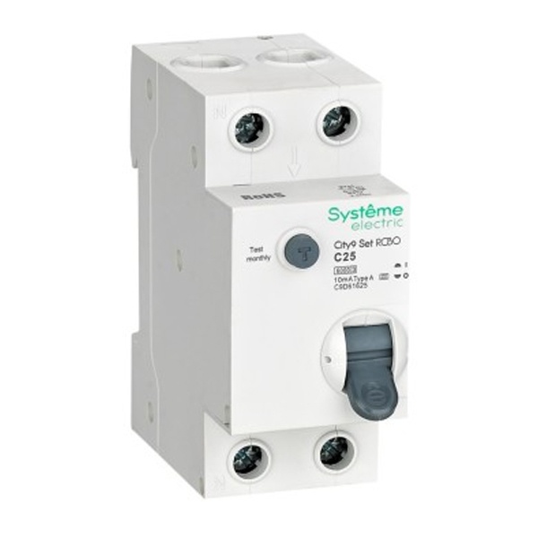 Дифавтомат 1П+Н C25А 10мА тип А однофазный электронный АВДТ 6кА City9 Set Systeme Electric C9D61625 C9D61625 - магазин электротехники Electroshop