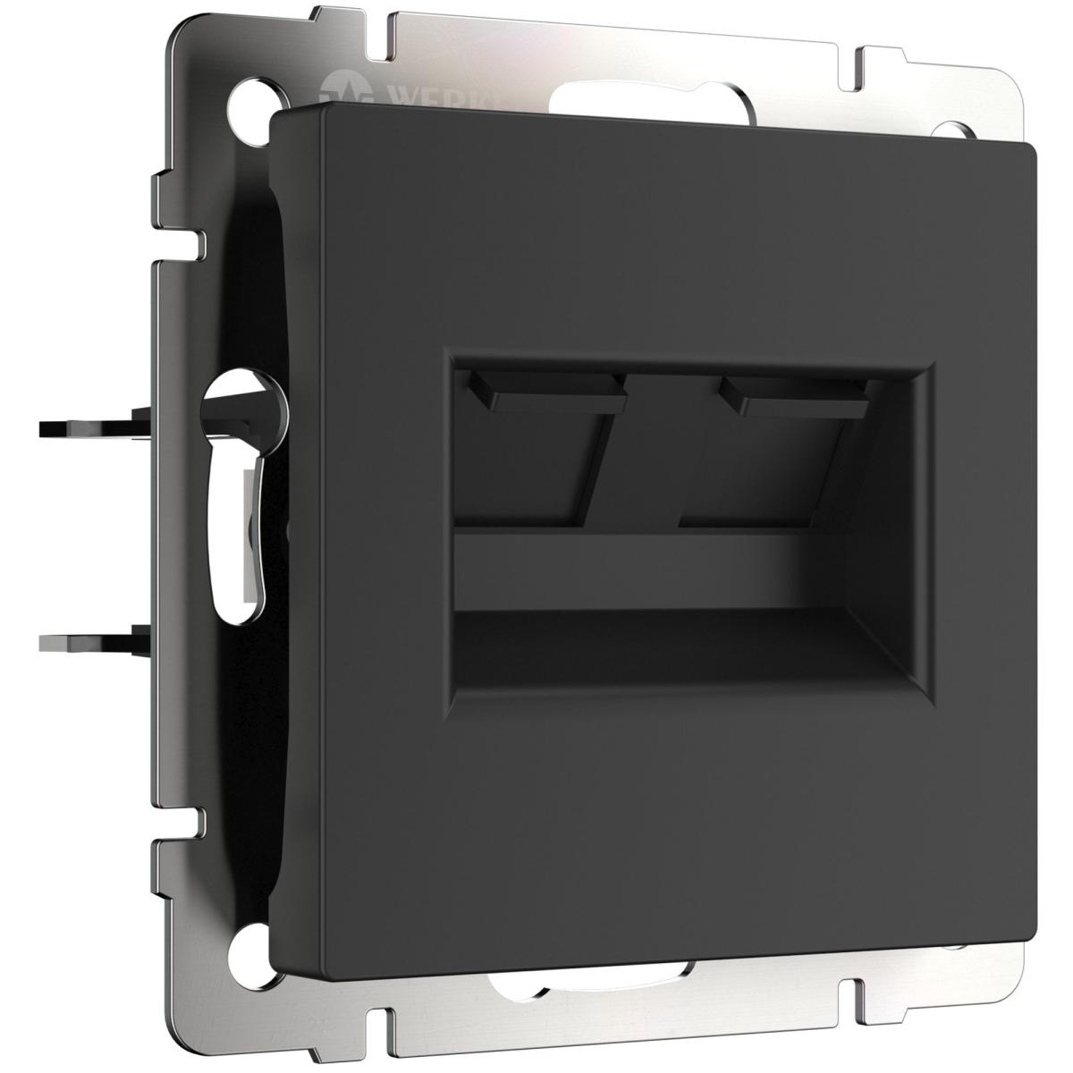 Розетка Werkel двойная Ethernet RJ-45 черный матовый W1182208 4690389157004 4690389157004 - магазин электротехники Electroshop