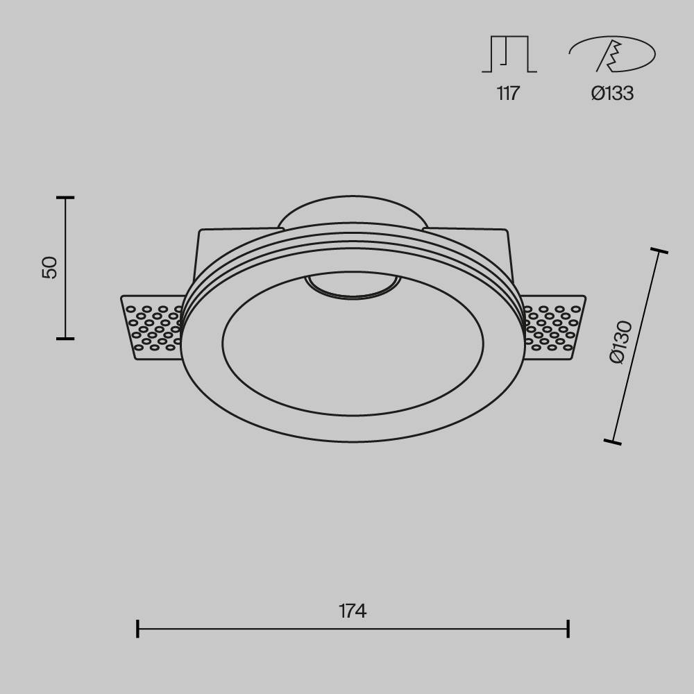 Встраиваемый светильник Maytoni Technical Downlight Gyps Modern DL002-1-01-W-1 DL002-1-01-W-1 - магазин электротехники Electroshop