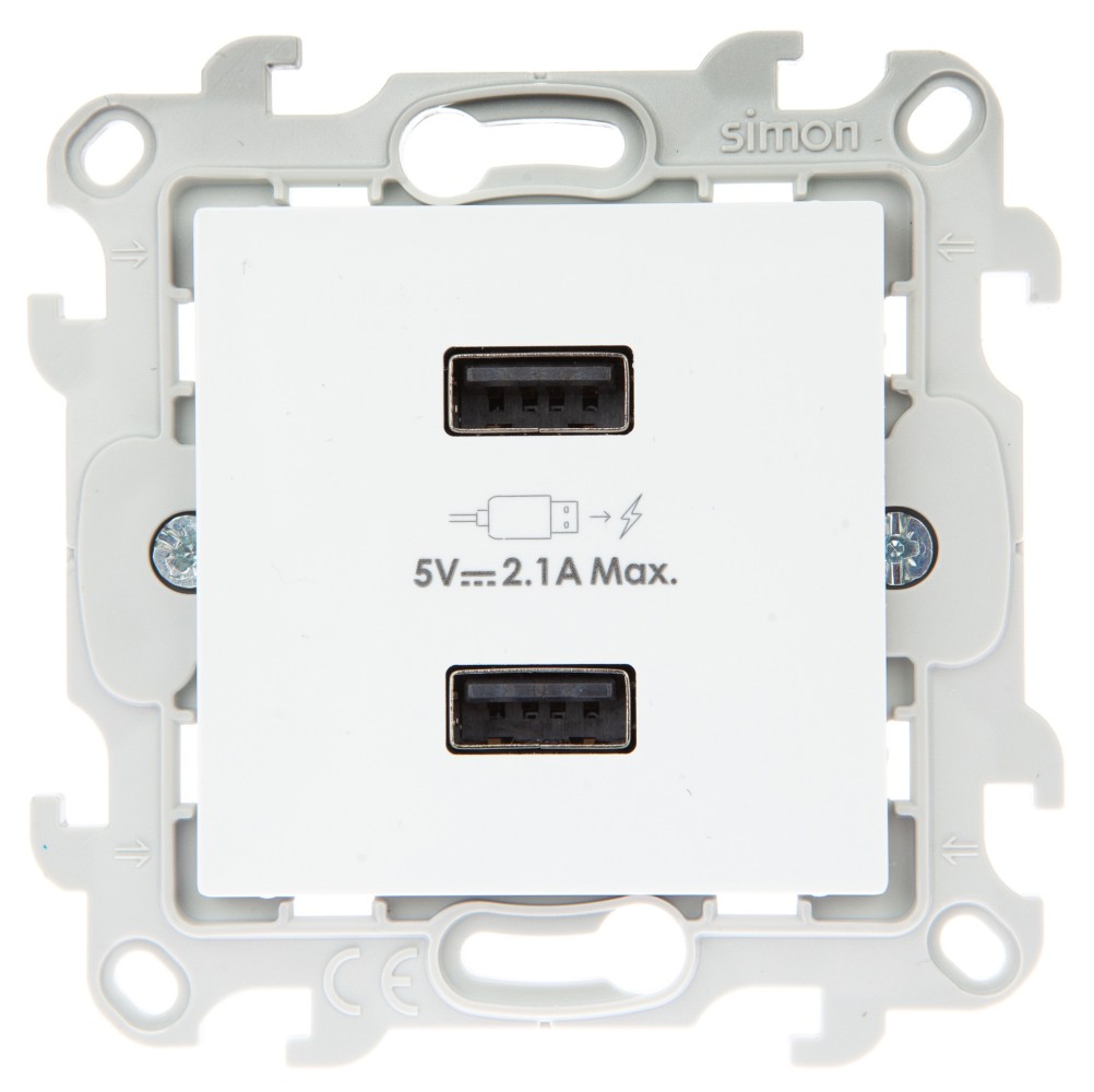 Зарядное устройство 2хUSB 2,1А Simon 24 Harmonie белый 2411096-030 2411096-030 - магазин электротехники Electroshop
