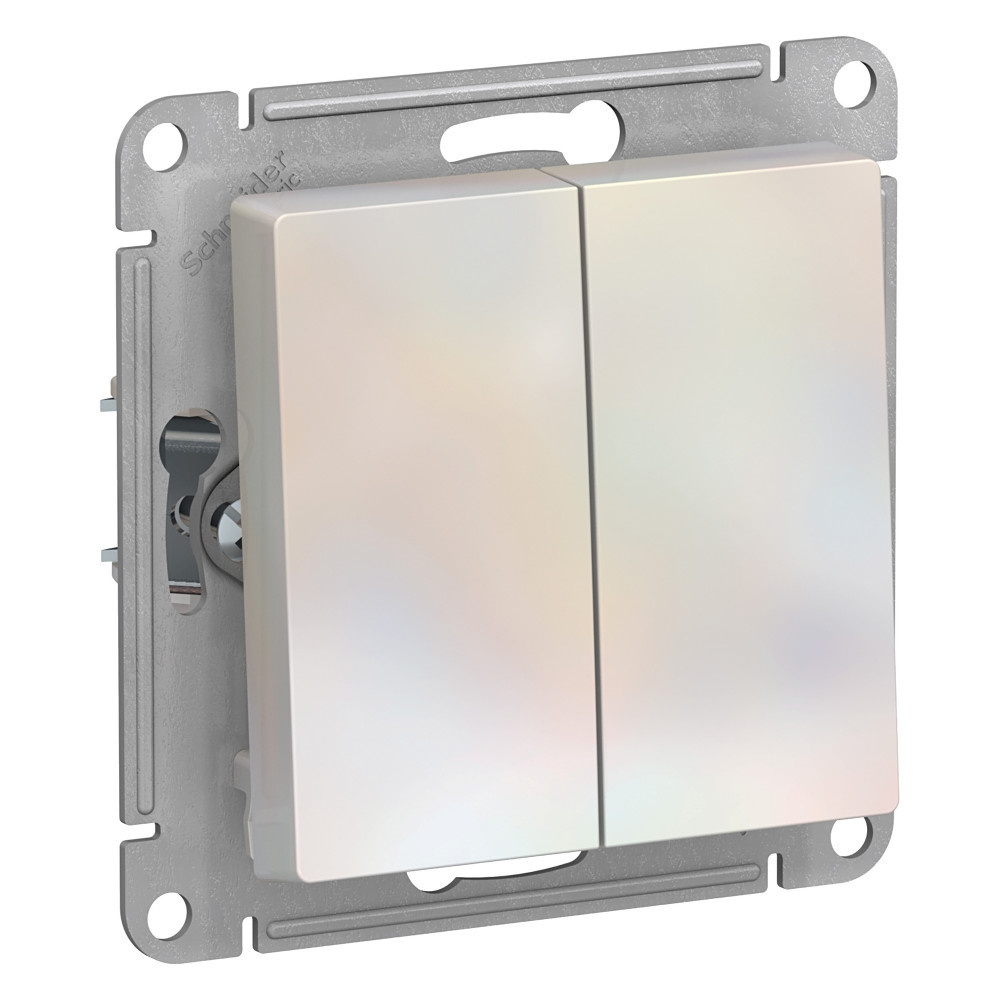 Двухклавишный выключатель 10А AtlasDesign быстрозажимные клеммы жемчуг Systeme Electric ATN000451S ATN000451S - магазин электротехники Electroshop