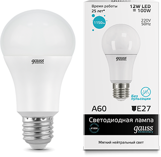 Лампа Gauss LED Elementary A60 12W E27 4100K 23222 23222 - магазин электротехники Electroshop