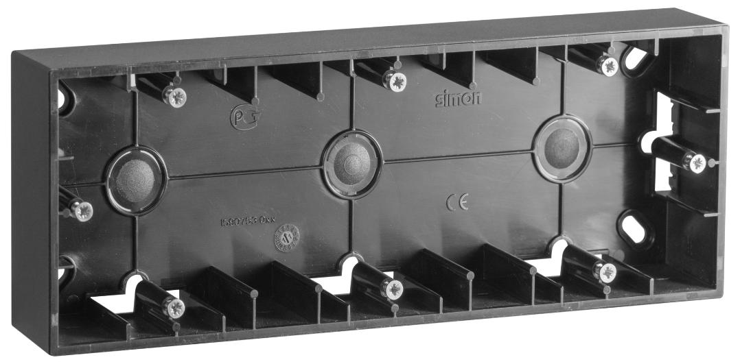 Коробка для накладного монтажа 3 поста Simon 15 графит 1590753-038 1590753-038 - магазин электротехники Electroshop