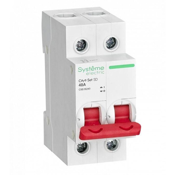 Рубильник модульный 2P 40А 400В однофазный City9 Set Systeme Electric (выключатель нагрузки) C9S16240 C9S16240 - магазин электротехники Electroshop