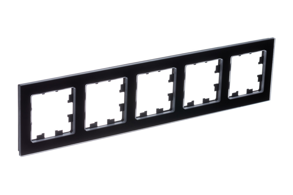 Рамка AtlasDesign Nature 5 постов натуральное стекло черный Systeme Electric ATN361005 ATN361005 - магазин электротехники Electroshop