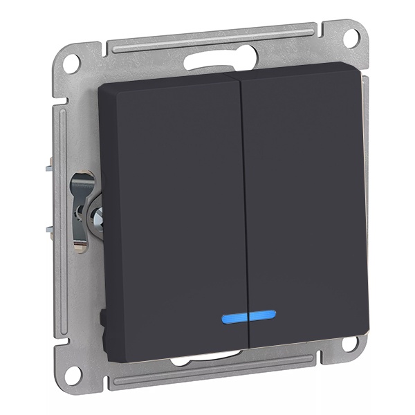 Двухклавишный выключатель с подсветкой 10А AtlasDesign карбон Systeme Electric ATN001053 ATN001053 - магазин электротехники Electroshop