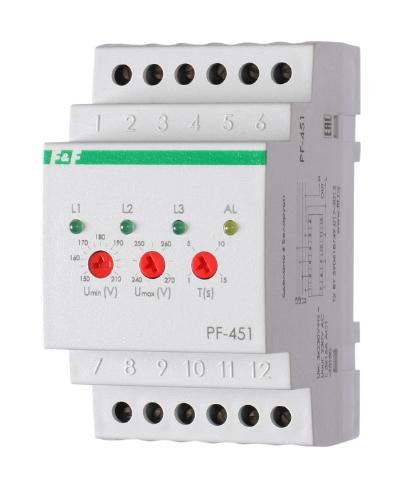 Переключатель фаз автоматический F&F PF-451 16А, порог переключения: нижний 150-210В, верхний 230-260В EA04.005.003 EA04.005.003 - магазин электротехники Electroshop