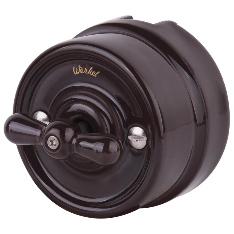 Переключатель Werkel одноклавишный Retro коричневый W5612014 4690389166723 4690389166723 - магазин электротехники Electroshop