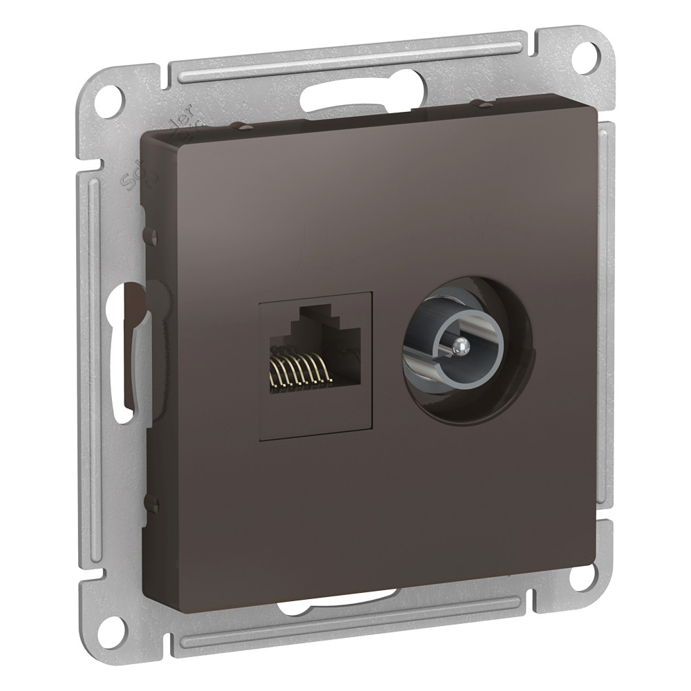 Розетка двойная ТV + компьютерная RJ45 кат 5Е AtlasDesign мокко Systeme Electric ATN000689 ATN000689 - магазин электротехники Electroshop